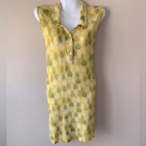 Global Desi Vertical Leaf Print Botanical Forest Fairy Mini Dress Size L